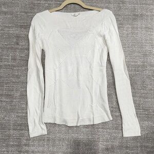 Helmut Lang Cream white Knit Aspen intricate weave design Sweater size small